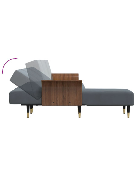 Divano Letto a L Grigio Scuro 279x140x70 cm in Velluto