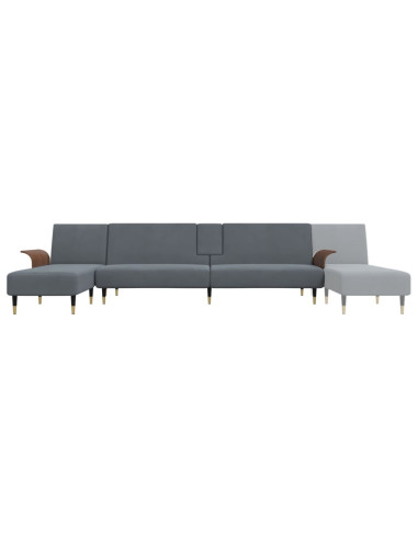 Divano Letto a L Grigio Scuro 279x140x70 cm in Velluto