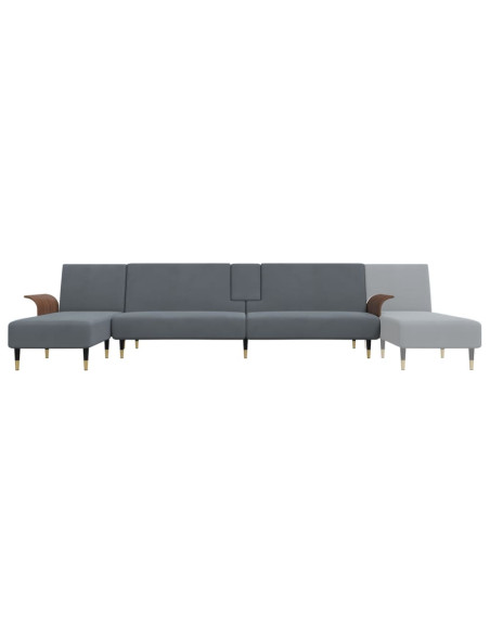 Divano Letto a L Grigio Scuro 279x140x70 cm in Velluto