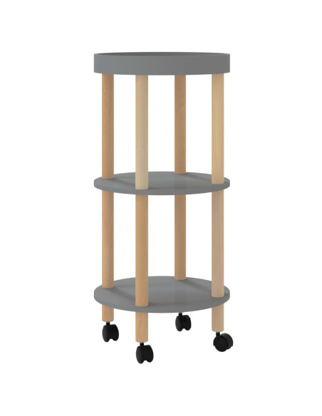 Carrello 3 Ripiani Grigio 38x38x82 cm Legno Multistrato e Pino