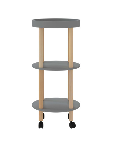 Carrello 3 Ripiani Grigio 38x38x82 cm Legno Multistrato e Pino