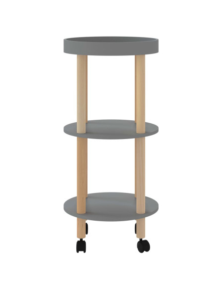 Carrello 3 Ripiani Grigio 38x38x82 cm Legno Multistrato e Pino