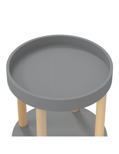 Carrello 3 Ripiani Grigio 38x38x82 cm Legno Multistrato e Pino