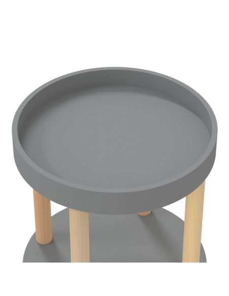 Carrello 3 Ripiani Grigio 38x38x82 cm Legno Multistrato e Pino