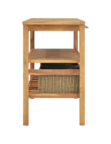 Vanità da Bagno e 3 Cestini Legno Massello di Teak 132x45x75 cm