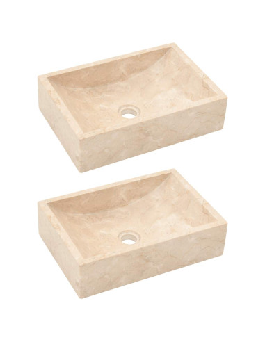 Mobile Vanità Bagno e Lavandini Marmo Crema Legno Massello Teak