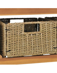 Mobile da Bagno con Lavabi in Marmo Nero Legno Massello Teak 2