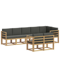 Set di divani da esterno 8 pcs Bianco e Antracite Poliestere 2