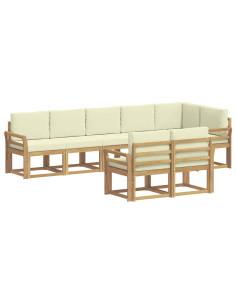 Set di divani da esterno 8 pcs Bianco e Crema Poliestere 2
