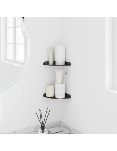 Mensola sospesa con lo scaffale 2 pcs Nero 15 x 15 x 2 cm