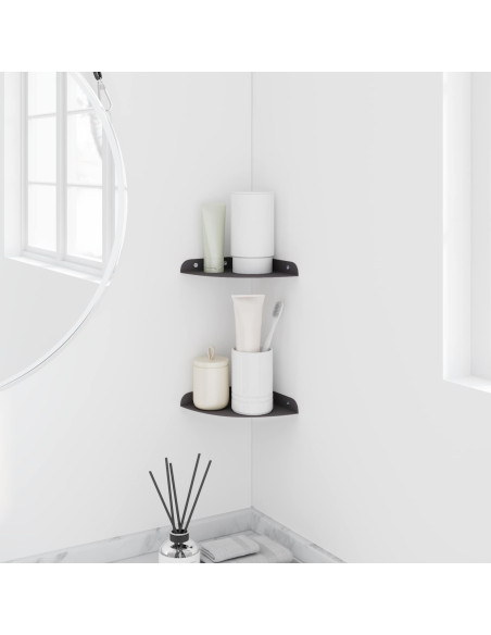 Mensola sospesa con lo scaffale 2 pcs Nero 15 x 15 x 2 cm