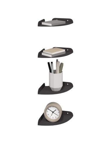 Mensola sospesa con lo scaffale 4 pcs Nero 15 x 15 x 2 cm