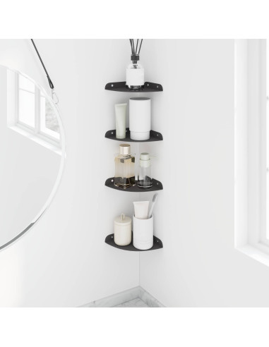 Mensola sospesa con lo scaffale 4 pcs Nero 15 x 15 x 2 cm