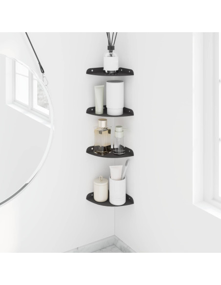 Mensola sospesa con lo scaffale 4 pcs Nero 15 x 15 x 2 cm