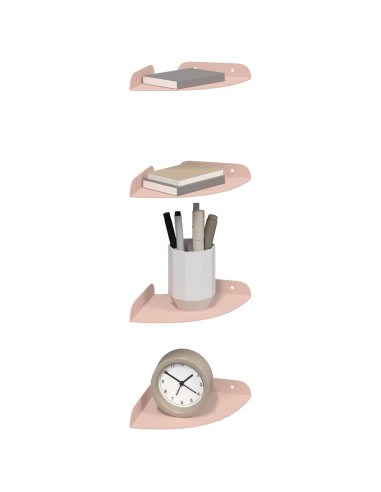 Mensola sospesa con lo scaffale 4 pcs Rosa 15 x 15 x 2 cm