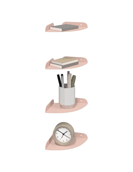 Mensola sospesa con lo scaffale 4 pcs Rosa 15 x 15 x 2 cm