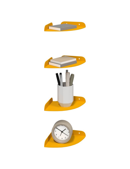 Mensola sospesa 4 pcs Giallo senape 15 x 15 x 2 cm