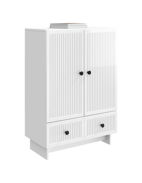 Credenza Bianco Lucido 66 x 34,5 x 95 cm Legno ingegnerizzato