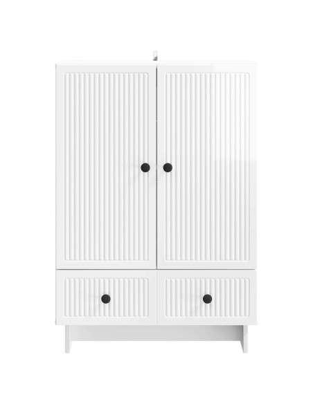 Credenza Bianco Lucido 66 x 34,5 x 95 cm Legno ingegnerizzato