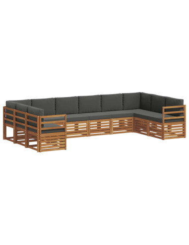 Set divani 10 pcs Naturale e Antracite Legno di Acacia Massello