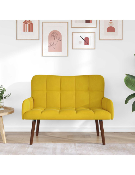 Sofa a Due Posti Giallo 115 x 61 x 87 cm Velluto