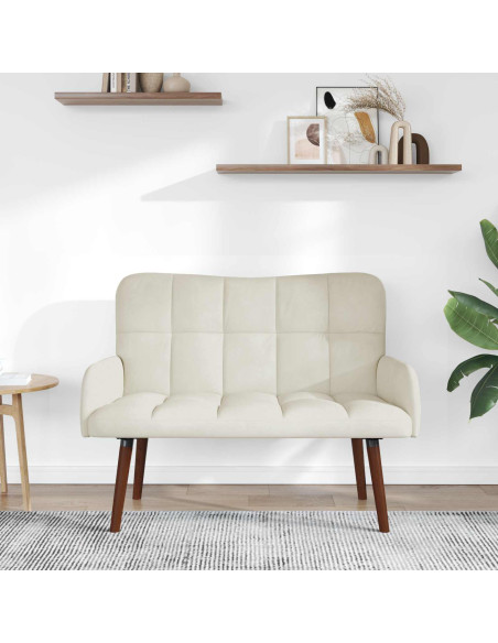 Sofa a Due Posti Crema 115 x 61 x 87 cm Velluto