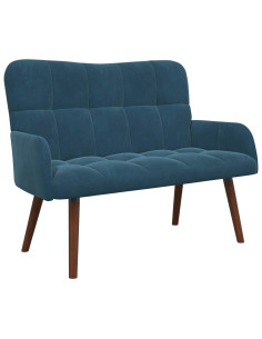 Sofa a Due Posti Blu 115 x 61 x 87 cm Velluto 2