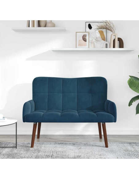 Sofa a Due Posti Blu 115 x 61 x 87 cm Velluto