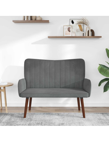 Sofa a Due Posti Grigio scuro 115 x 61 x 87 cm Velluto