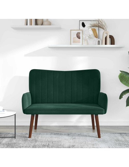 Sofa a Due Posti Verde Scuro 115 x 61 x 87 cm Velluto