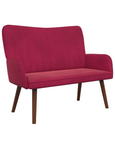 Sofa a Due Posti Rosso vino 115 x 61 x 87 cm Velluto 2