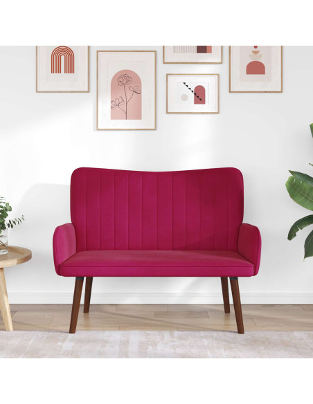 Sofa a Due Posti Rosso vino 115 x 61 x 87 cm Velluto
