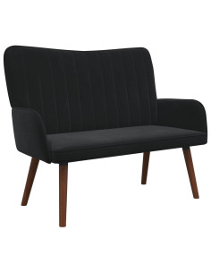 Sofa a Due Posti Nero 115 x 61 x 87 cm Velluto 2