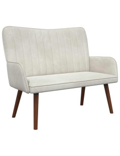Sofa a Due Posti Crema 115 x 61 x 87 cm Velluto 2