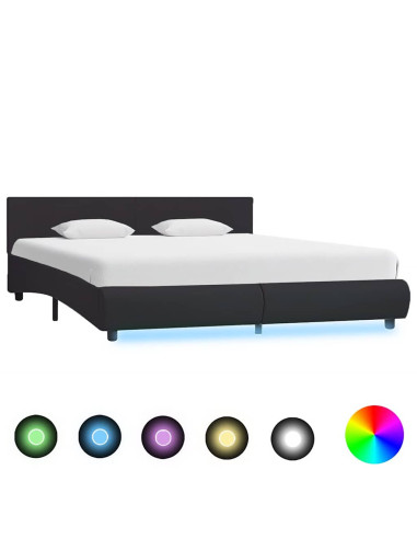 Giroletto con LED Nero in Similpelle 160x200 cm