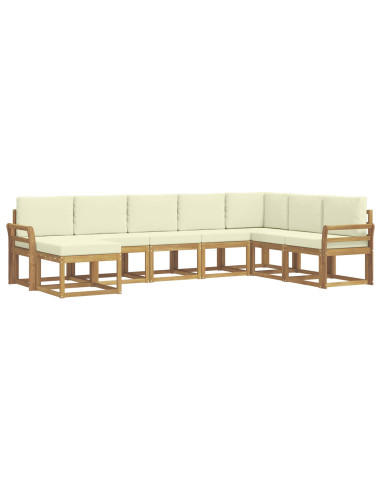 Set di divani da esterno con cuscino 8 pcs Bianco e Crema