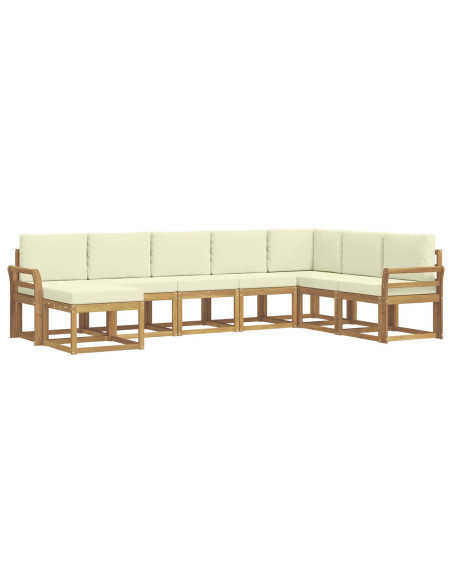 Set di divani da esterno con cuscino 8 pcs Bianco e Crema