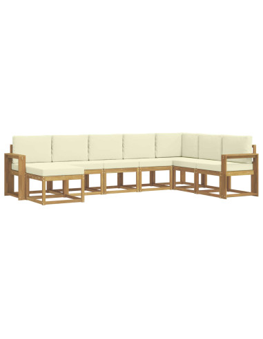 Set di divani da esterno con cuscino 8 pcs Bianco e Crema