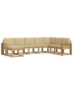 Set di divani da esterno con cuscino 8 pcs Bianco e Beige 2