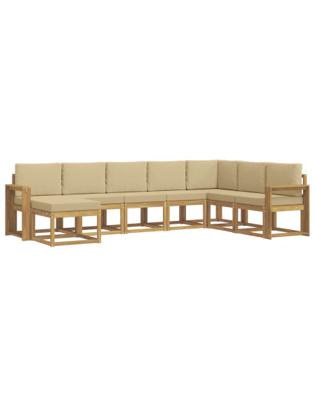 Set di divani da esterno con cuscino 8 pcs Bianco e Beige