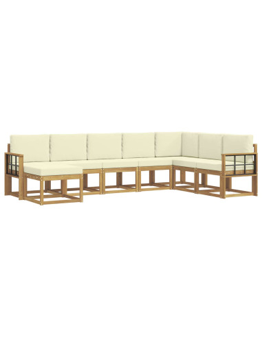 Set di divani da esterno con cuscino 8 pcs Bianco e Crema