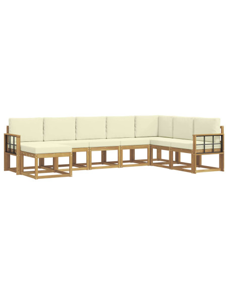 Set di divani da esterno con cuscino 8 pcs Bianco e Crema