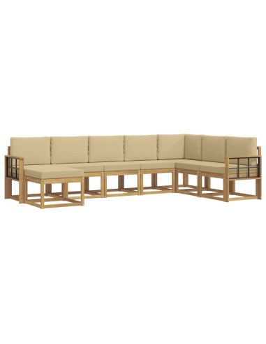 Set di divani da esterno con cuscino 8 pcs Bianco e Beige