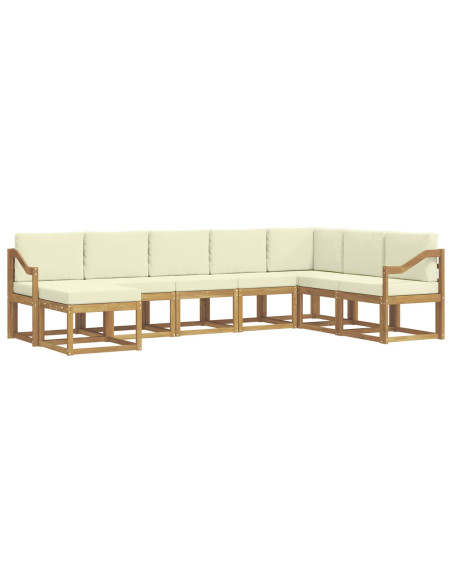 Set di divani da esterno con cuscino 8 pcs Bianco e Crema