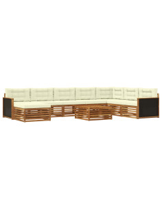 Set di divani da esterno con cuscino 9 pcs Naturale e Crema 2
