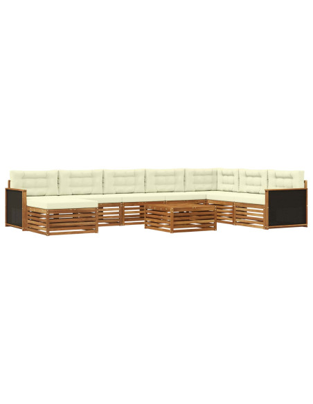 Set di divani da esterno con cuscino 9 pcs Naturale e Crema