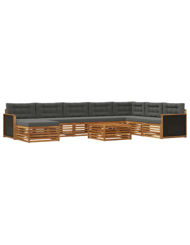 Set di divani da esterno con cuscino 9 pcs Naturale e Antracite