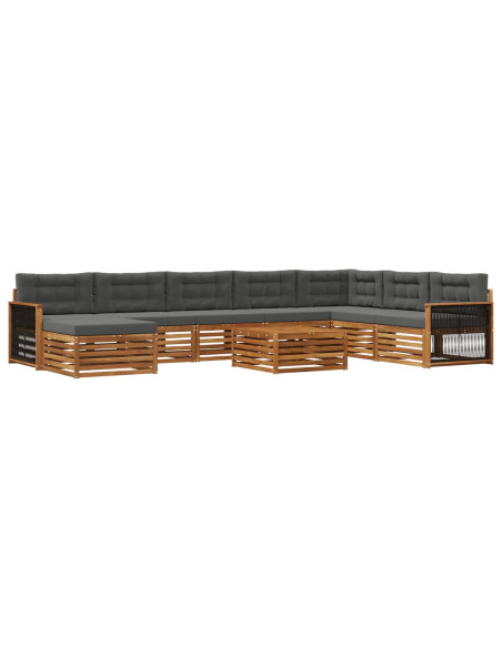 Set di divani da esterno con cuscino 9 pcs Naturale e Antracite