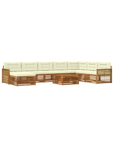 Set di divani da esterno con cuscino 9 pcs Naturale e Crema 2