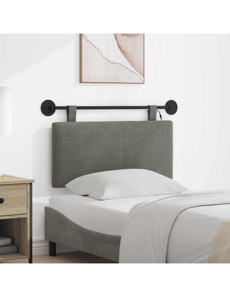 Testiera sospesa Con luce LED Grigio Chiaro Tessuto in Cords